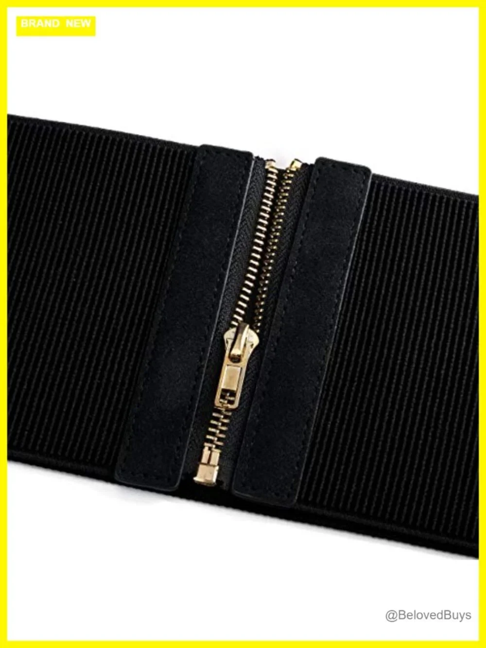 Women's Stretch Waist Belt with Zipper Closure Faux Leather Retro